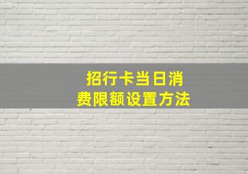 招行卡当日消费限额设置方法