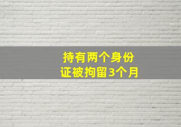 持有两个身份证被拘留3个月