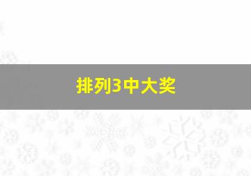 排列3中大奖