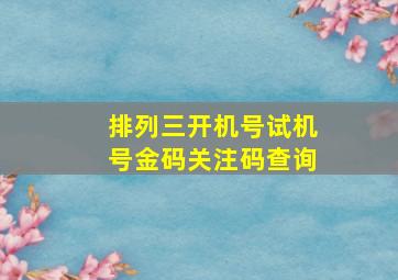 排列三开机号试机号金码关注码查询