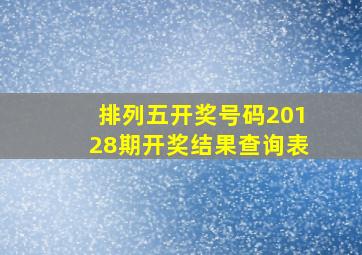 排列五开奖号码20128期开奖结果查询表