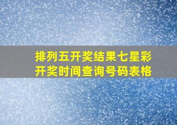 排列五开奖结果七星彩开奖时间查询号码表格