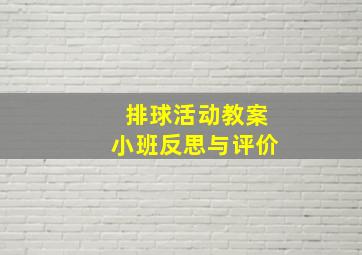 排球活动教案小班反思与评价