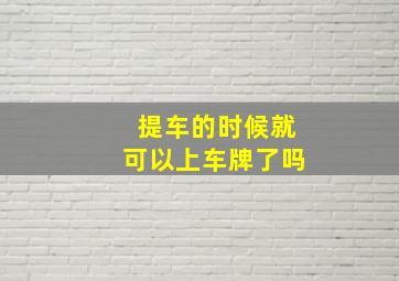 提车的时候就可以上车牌了吗