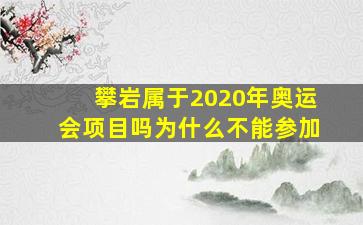 攀岩属于2020年奥运会项目吗为什么不能参加