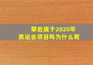 攀岩属于2020年奥运会项目吗为什么呢