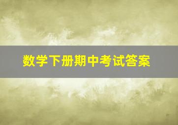 数学下册期中考试答案