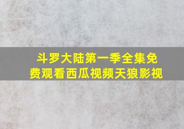 斗罗大陆第一季全集免费观看西瓜视频天狼影视