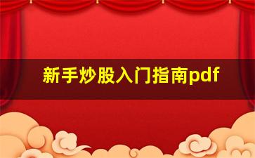 新手炒股入门指南pdf