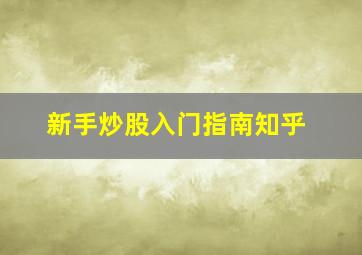 新手炒股入门指南知乎