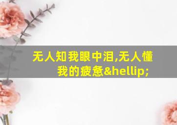 无人知我眼中泪,无人懂我的疲惫…