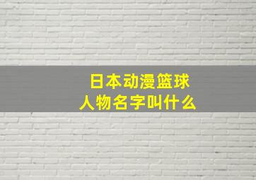 日本动漫篮球人物名字叫什么