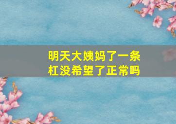 明天大姨妈了一条杠没希望了正常吗