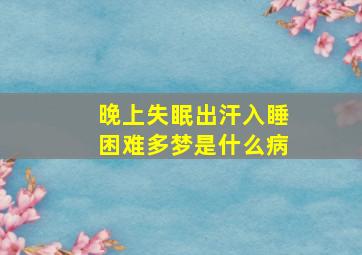 晚上失眠出汗入睡困难多梦是什么病