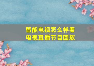 智能电视怎么样看电视直播节目回放