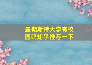 曼彻斯特大学有校园吗知乎推荐一下