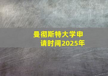 曼彻斯特大学申请时间2025年