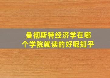 曼彻斯特经济学在哪个学院就读的好呢知乎