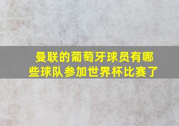 曼联的葡萄牙球员有哪些球队参加世界杯比赛了