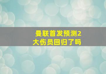 曼联首发预测2大伤员回归了吗