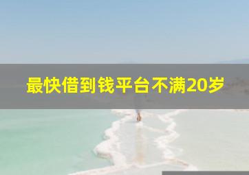 最快借到钱平台不满20岁