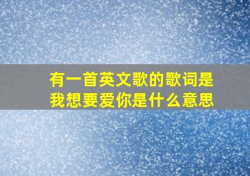 有一首英文歌的歌词是我想要爱你是什么意思