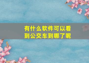 有什么软件可以看到公交车到哪了呢