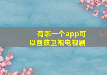 有哪一个app可以回放卫视电视剧