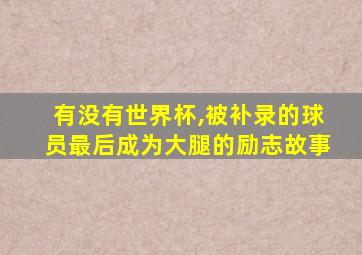 有没有世界杯,被补录的球员最后成为大腿的励志故事