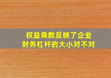 权益乘数反映了企业财务杠杆的大小对不对