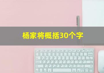 杨家将概括30个字