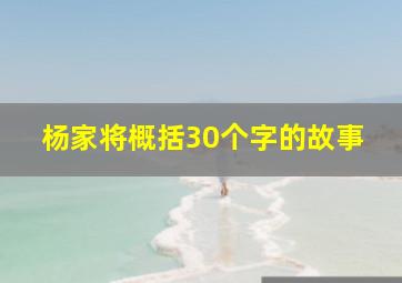 杨家将概括30个字的故事