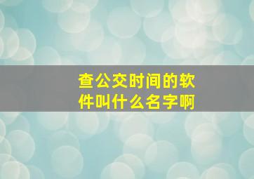 查公交时间的软件叫什么名字啊