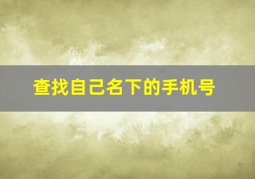 查找自己名下的手机号