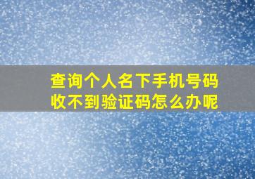 查询个人名下手机号码收不到验证码怎么办呢