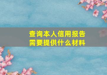 查询本人信用报告需要提供什么材料