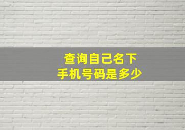 查询自己名下手机号码是多少