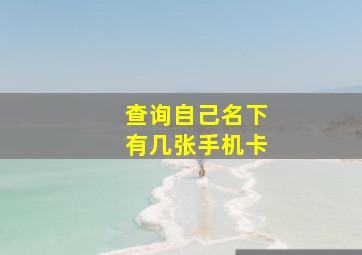 查询自己名下有几张手机卡