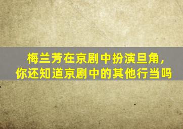 梅兰芳在京剧中扮演旦角,你还知道京剧中的其他行当吗