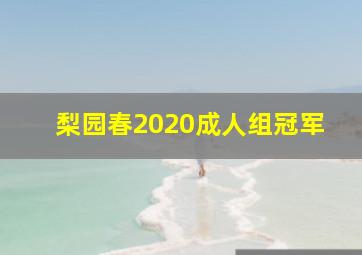 梨园春2020成人组冠军