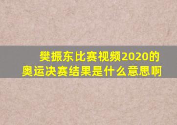 樊振东比赛视频2020的奥运决赛结果是什么意思啊