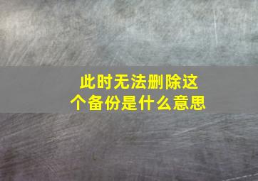 此时无法删除这个备份是什么意思