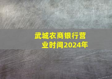 武城农商银行营业时间2024年