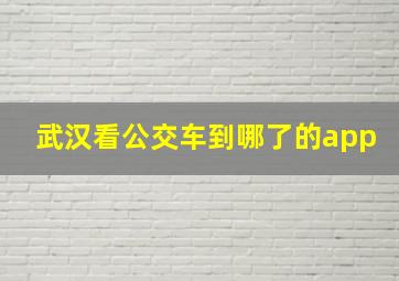 武汉看公交车到哪了的app