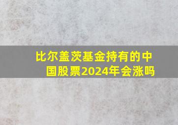 比尔盖茨基金持有的中国股票2024年会涨吗