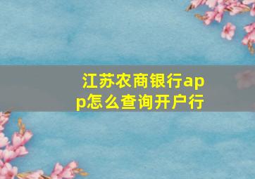 江苏农商银行app怎么查询开户行