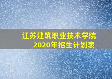 江苏建筑职业技术学院2020年招生计划表