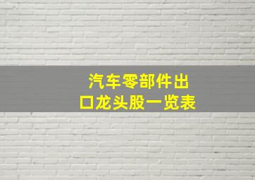 汽车零部件出口龙头股一览表