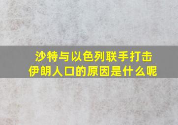 沙特与以色列联手打击伊朗人口的原因是什么呢