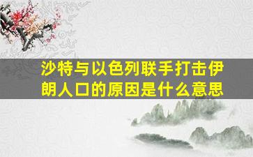 沙特与以色列联手打击伊朗人口的原因是什么意思